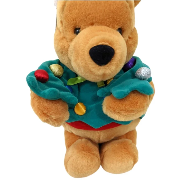 Vintage 90s Disney Store Winnie the Pooh Christmas Tree Plush Stuffed Animal NWT - Picture 2 of 8
